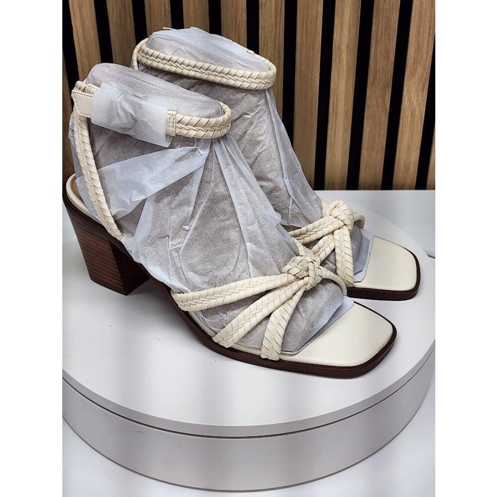 NEW - Giani Bernini Renaee Women’s White Linen Block Heel Sandals - Size 9.5 - Picture 1 of 5